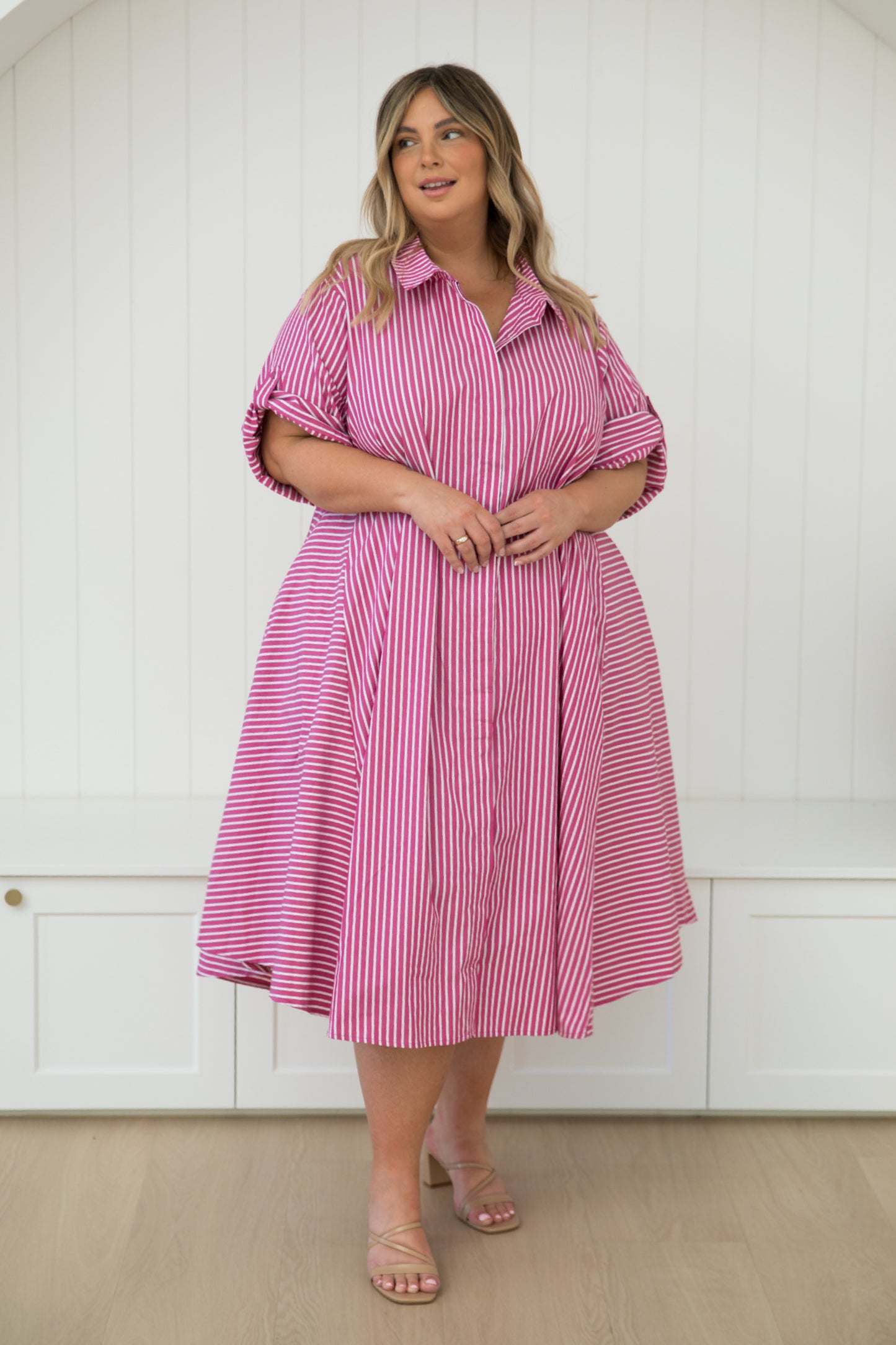 Galina Dress in Berry Stripe