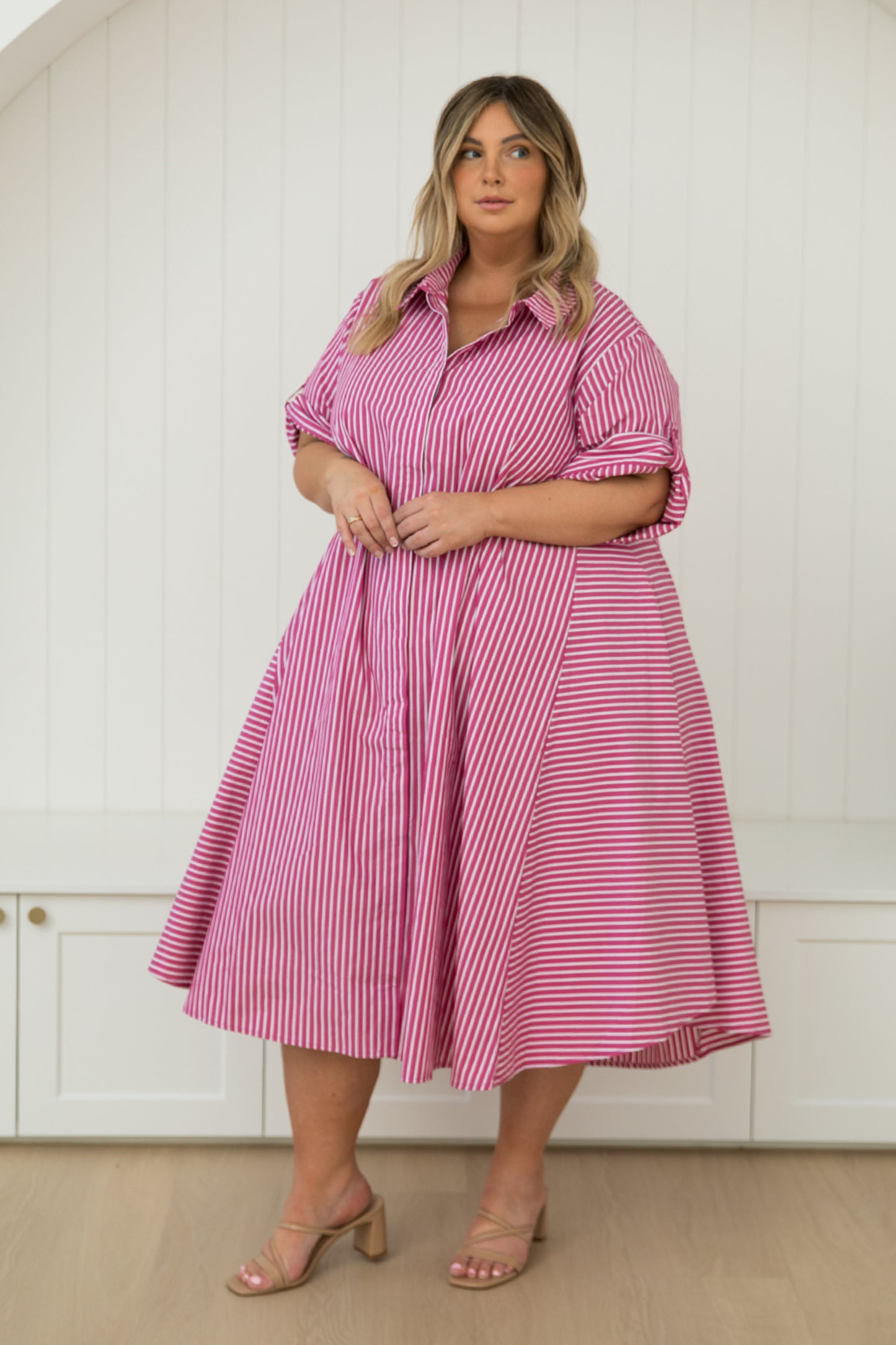 Galina Dress in Berry Stripe