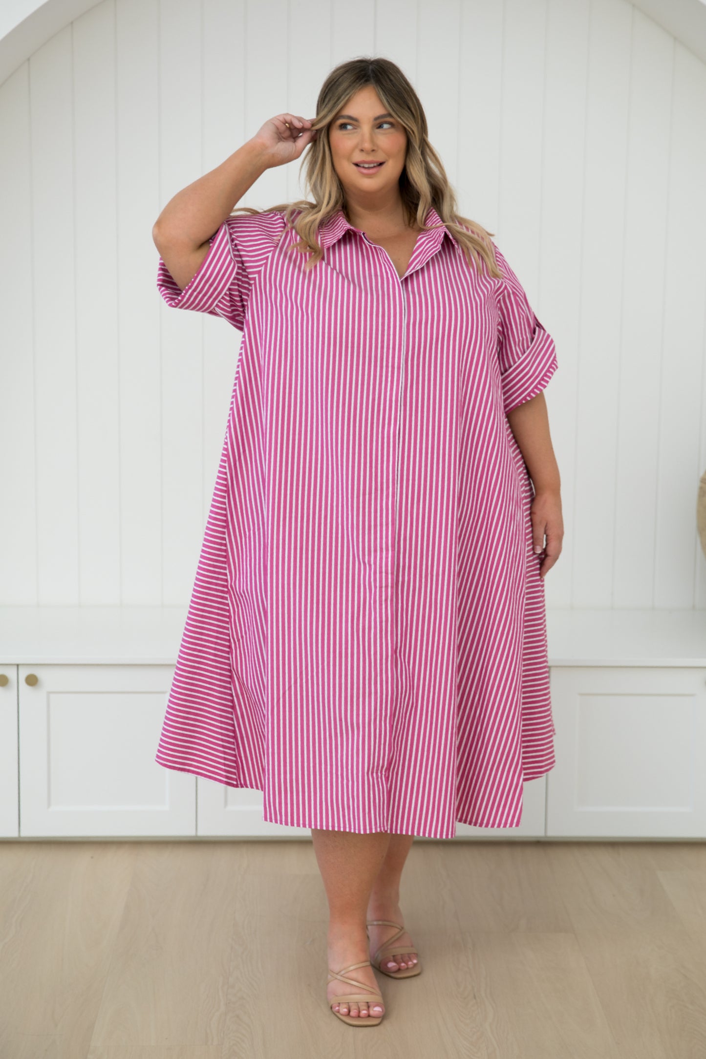 Galina Dress in Berry Stripe