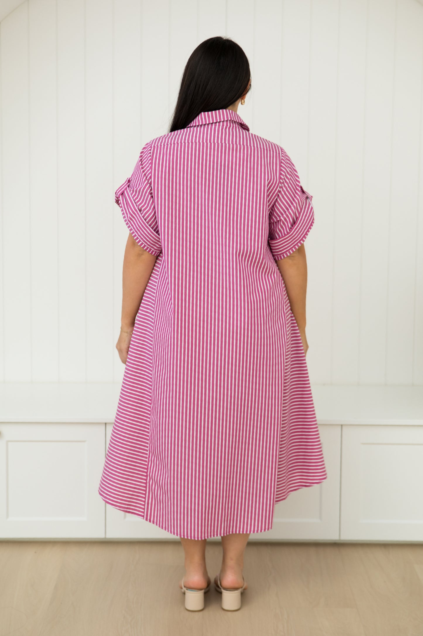 Galina Dress in Berry Stripe