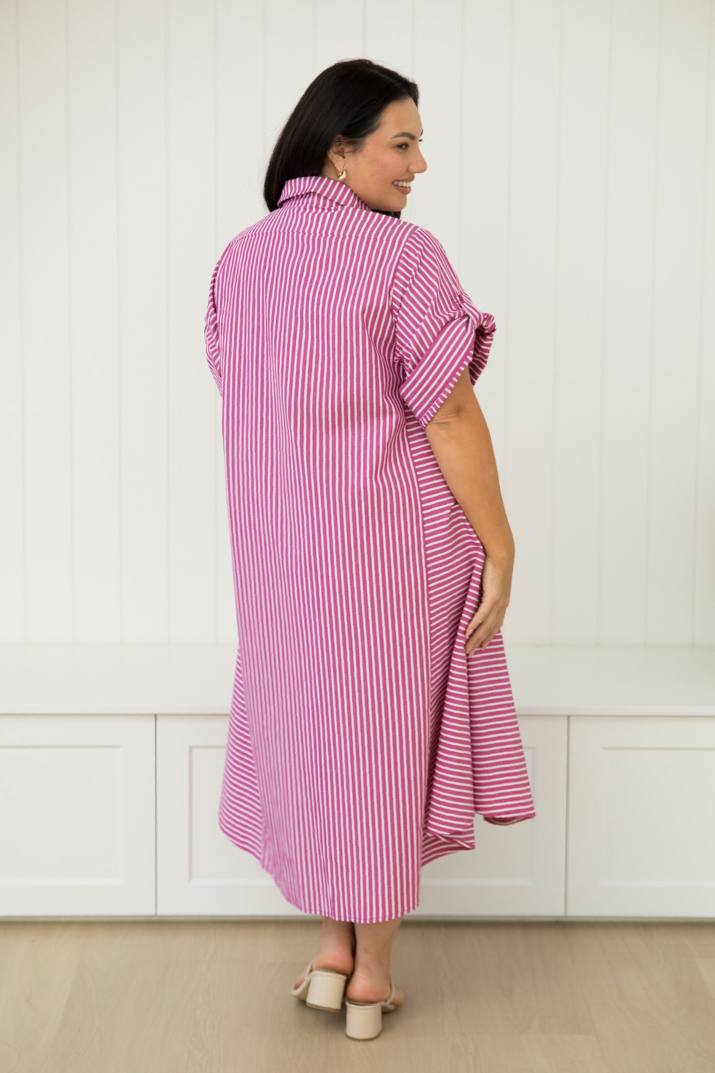 Galina Dress in Berry Stripe