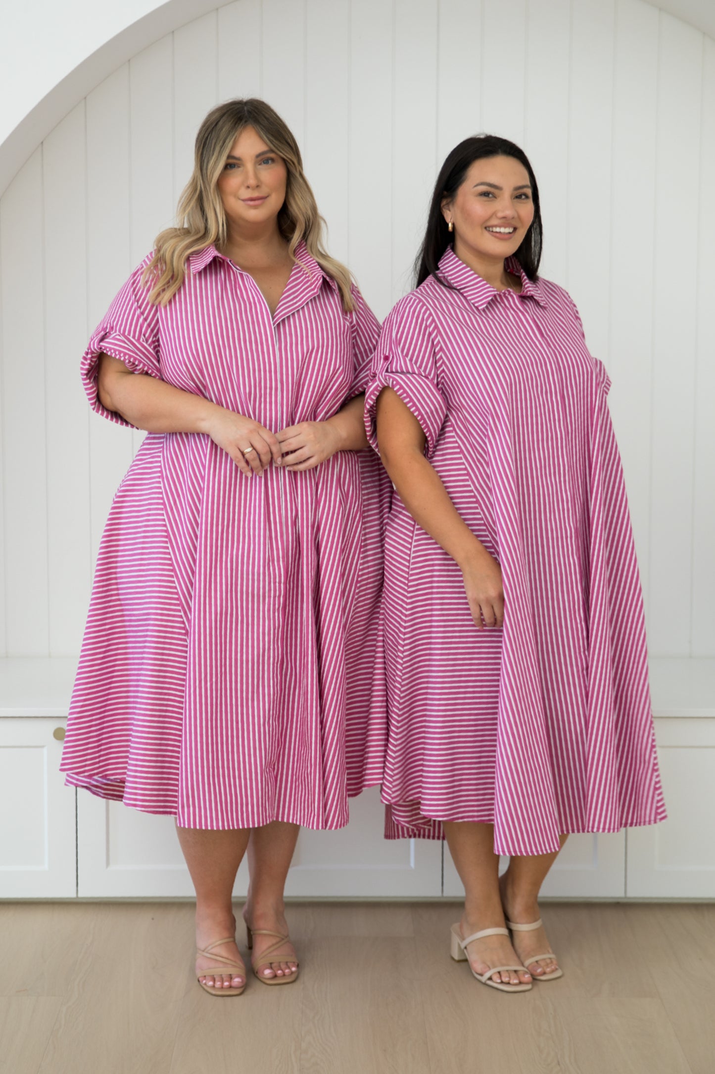 Galina Dress in Berry Stripe