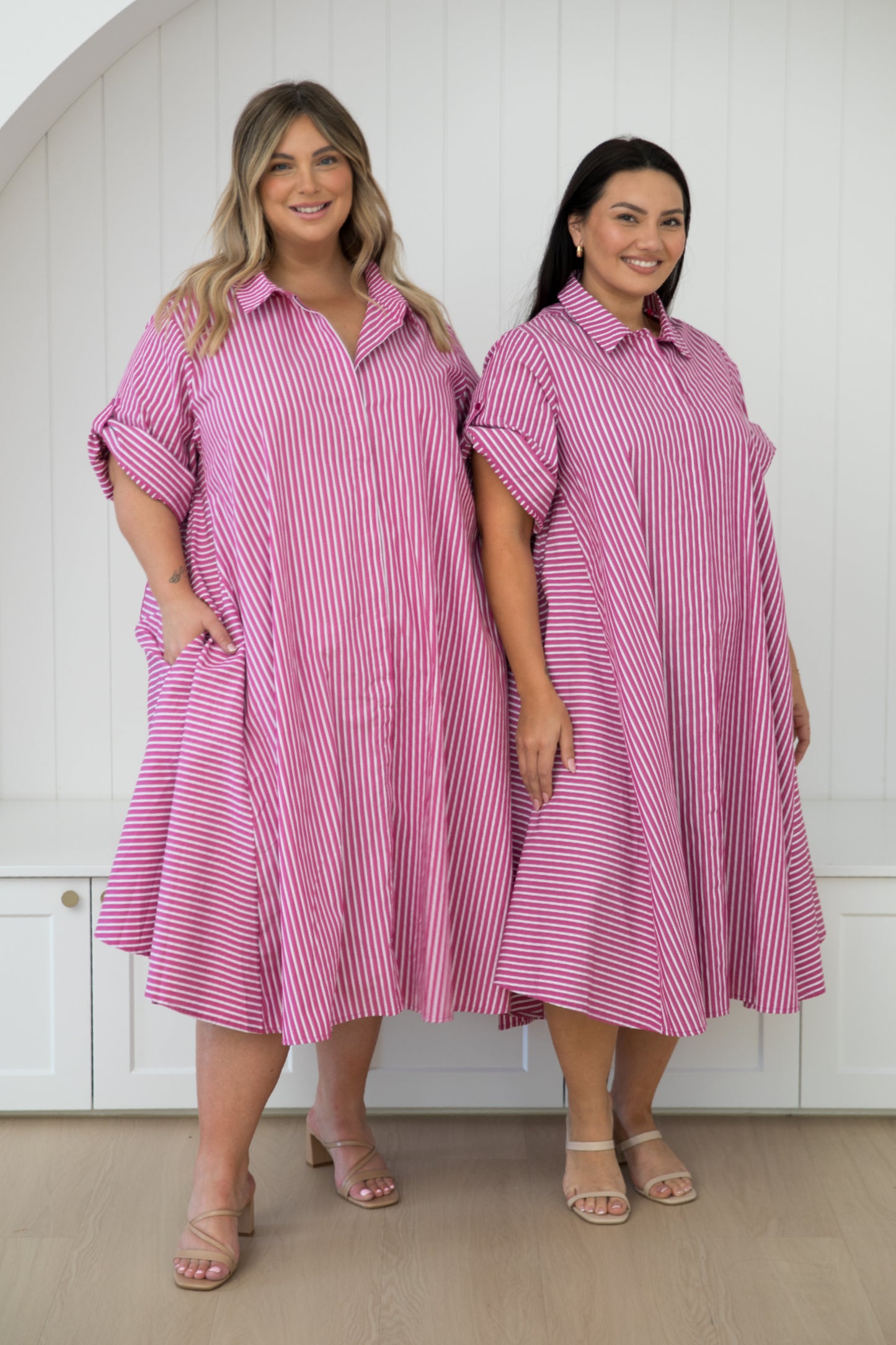 Galina Dress in Berry Stripe