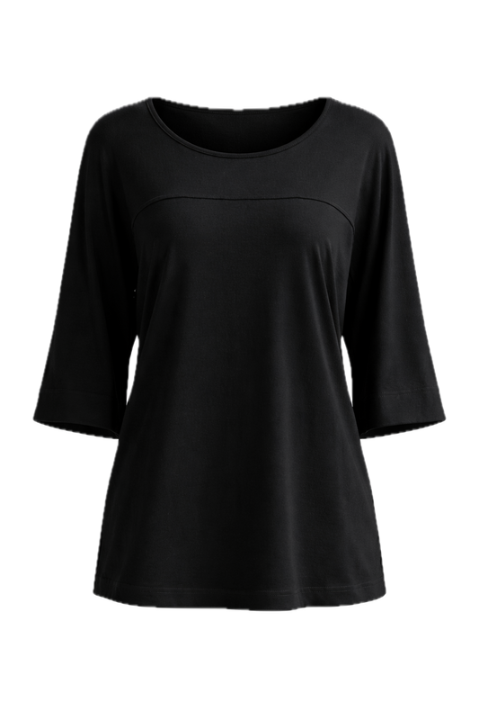 HAZEL Lounge Demi Sleeve Classic Length Top | Black | FINAL SALE