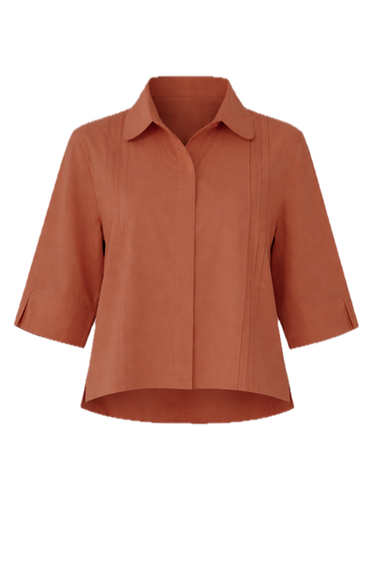 HOLLY Lyocell Demi Sleeve Shortline Shirt | Clay | FINAL SALE