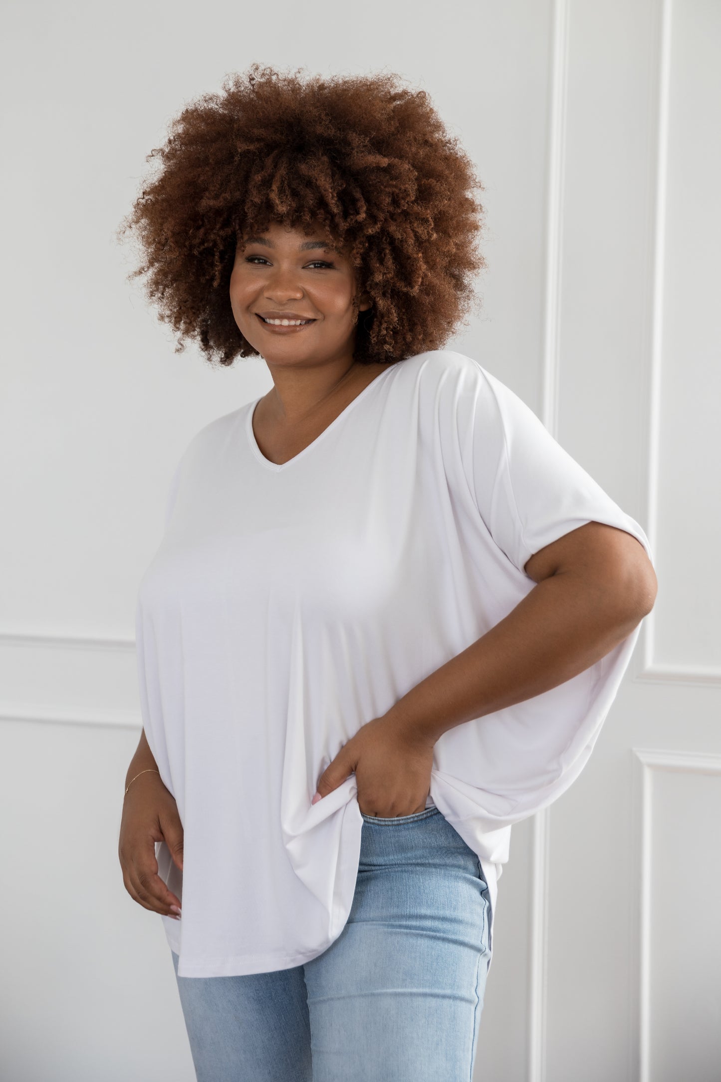Plus-Sized White Tops | PQ Collection | Hi Low Miracle Top
