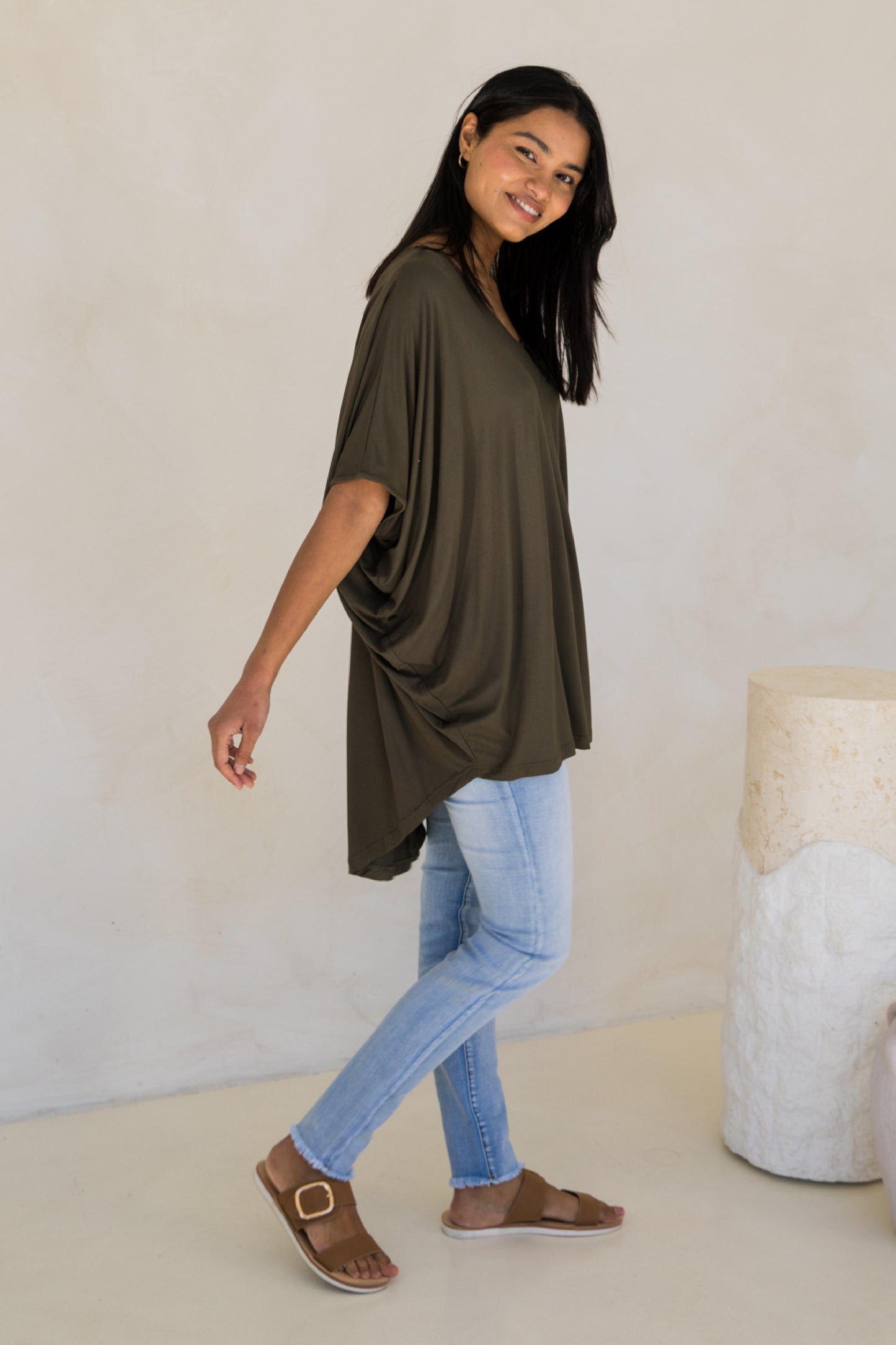 Hi Low Miracle Top | Moss Green