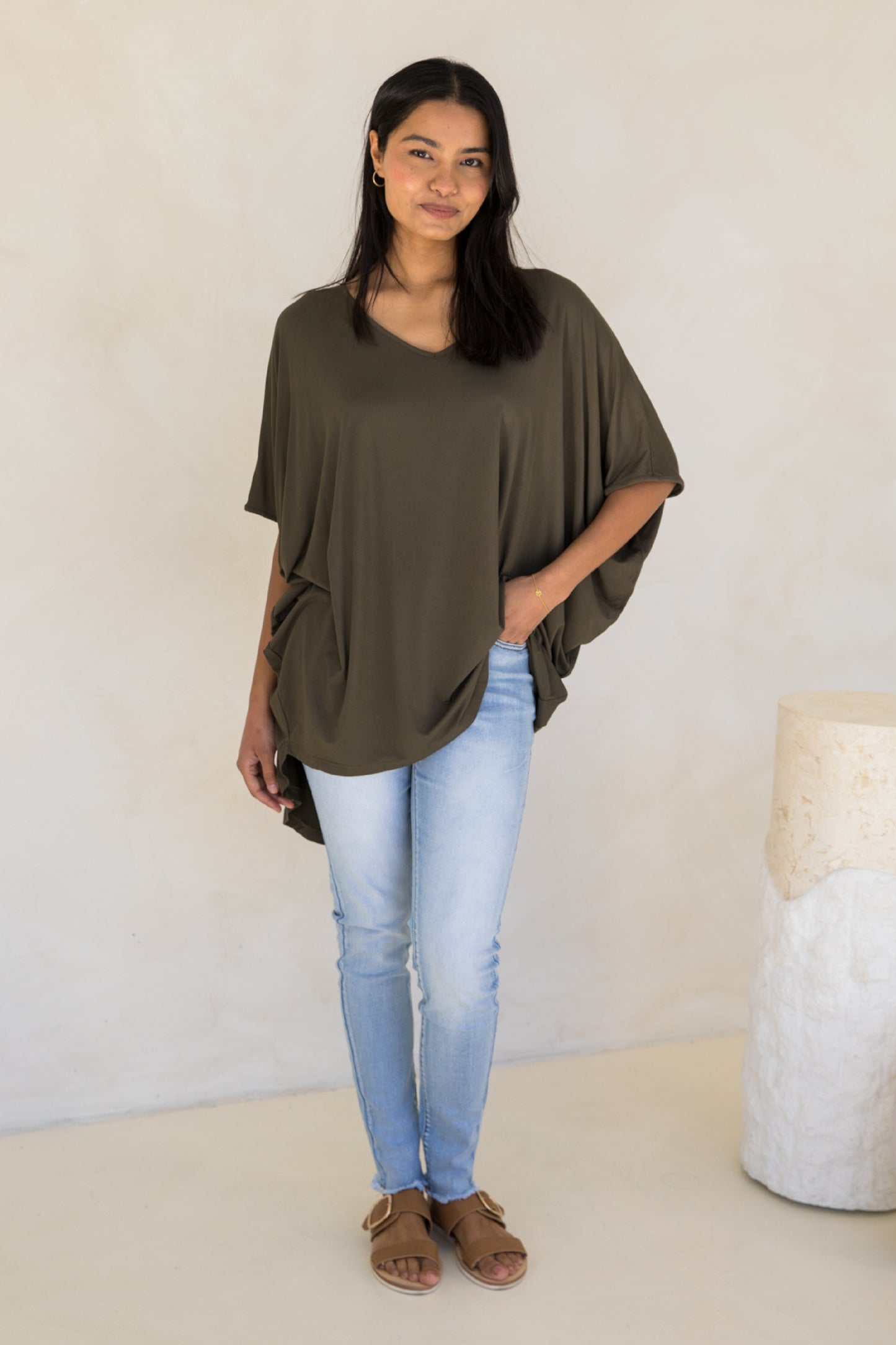 Hi Low Miracle Top | Moss Green