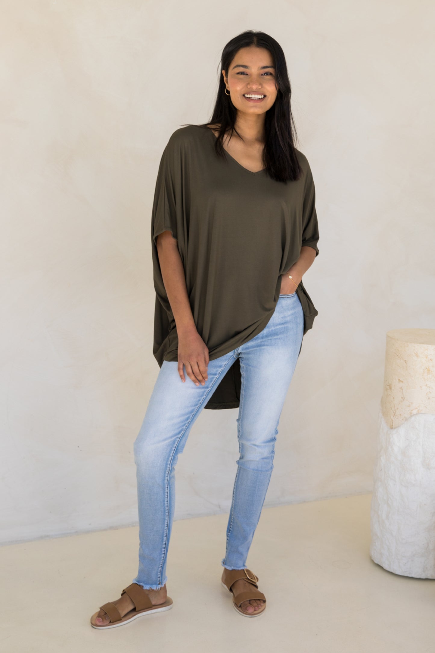 Hi Low Miracle Top | Moss Green