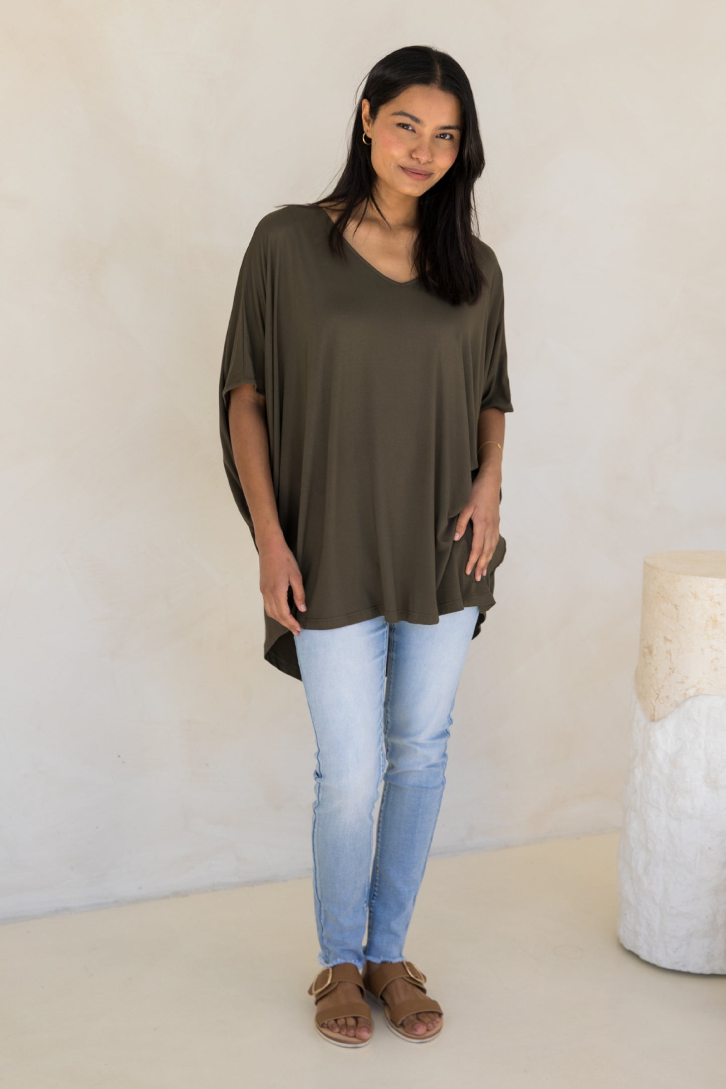 Hi Low Miracle Top | Moss Green