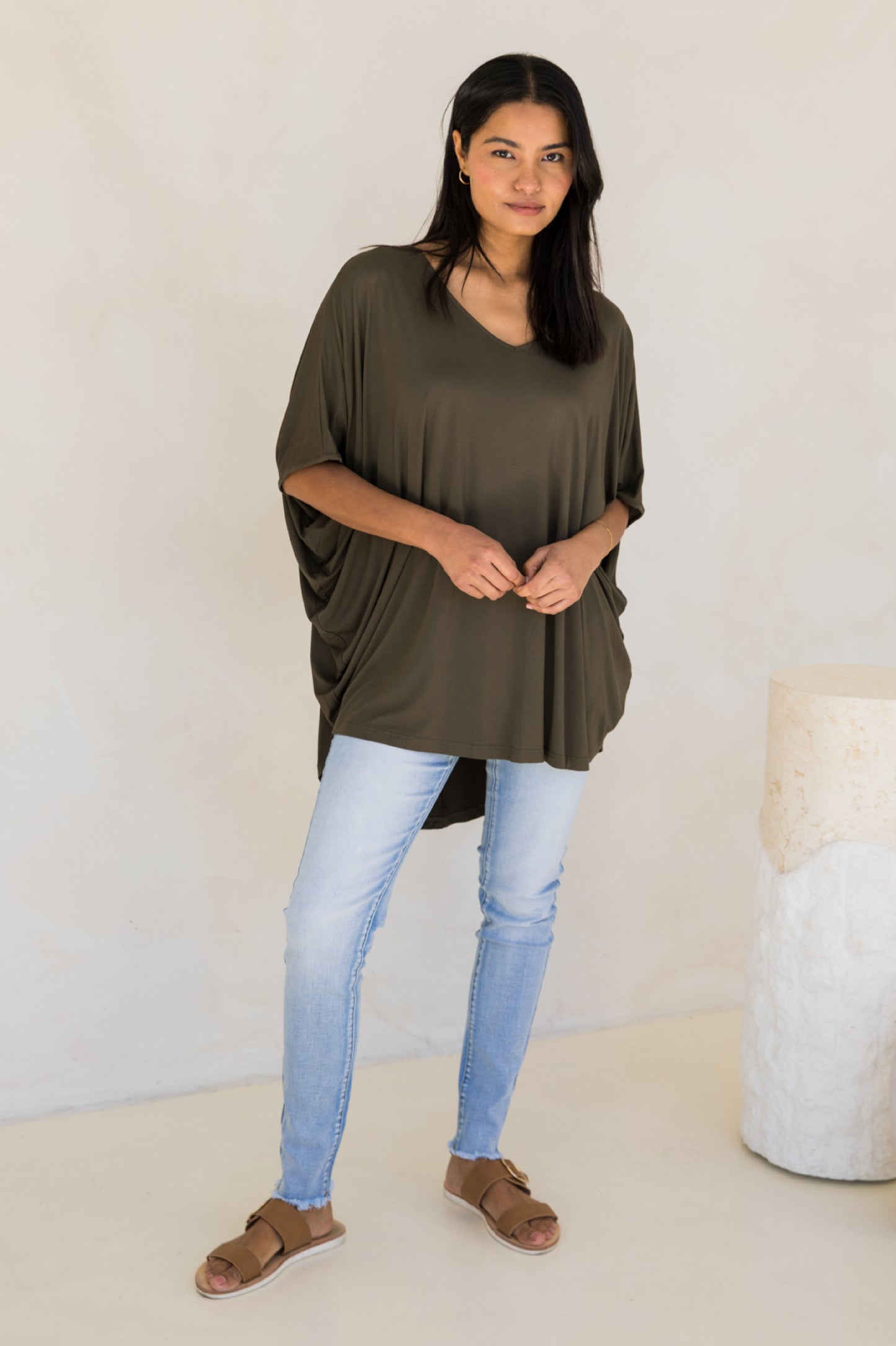 Hi Low Miracle Top | Moss Green