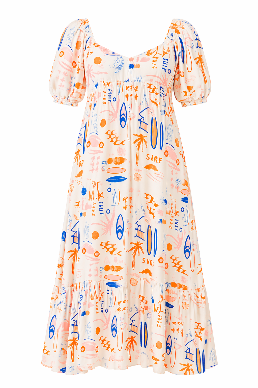 AUSTIN Rayon Half Sleeve Midi Dress | Surf's Up | FINAL SALE