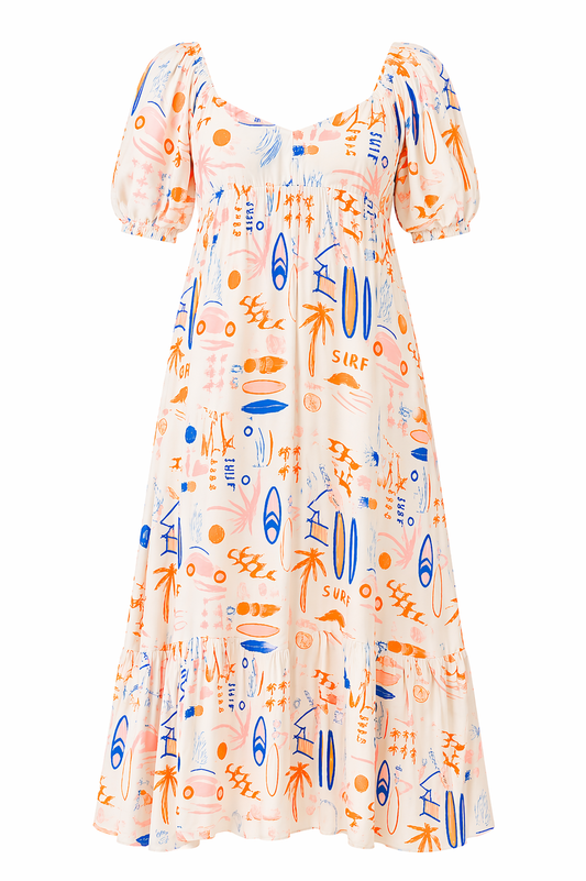AUSTIN Rayon Half Sleeve Midi Dress | Surf's Up | FINAL SALE