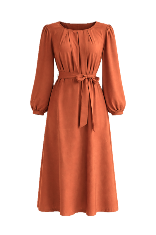 JADE Lyocell Long Sleeve Classic/Mid Dress | Auburn | FINAL SALE