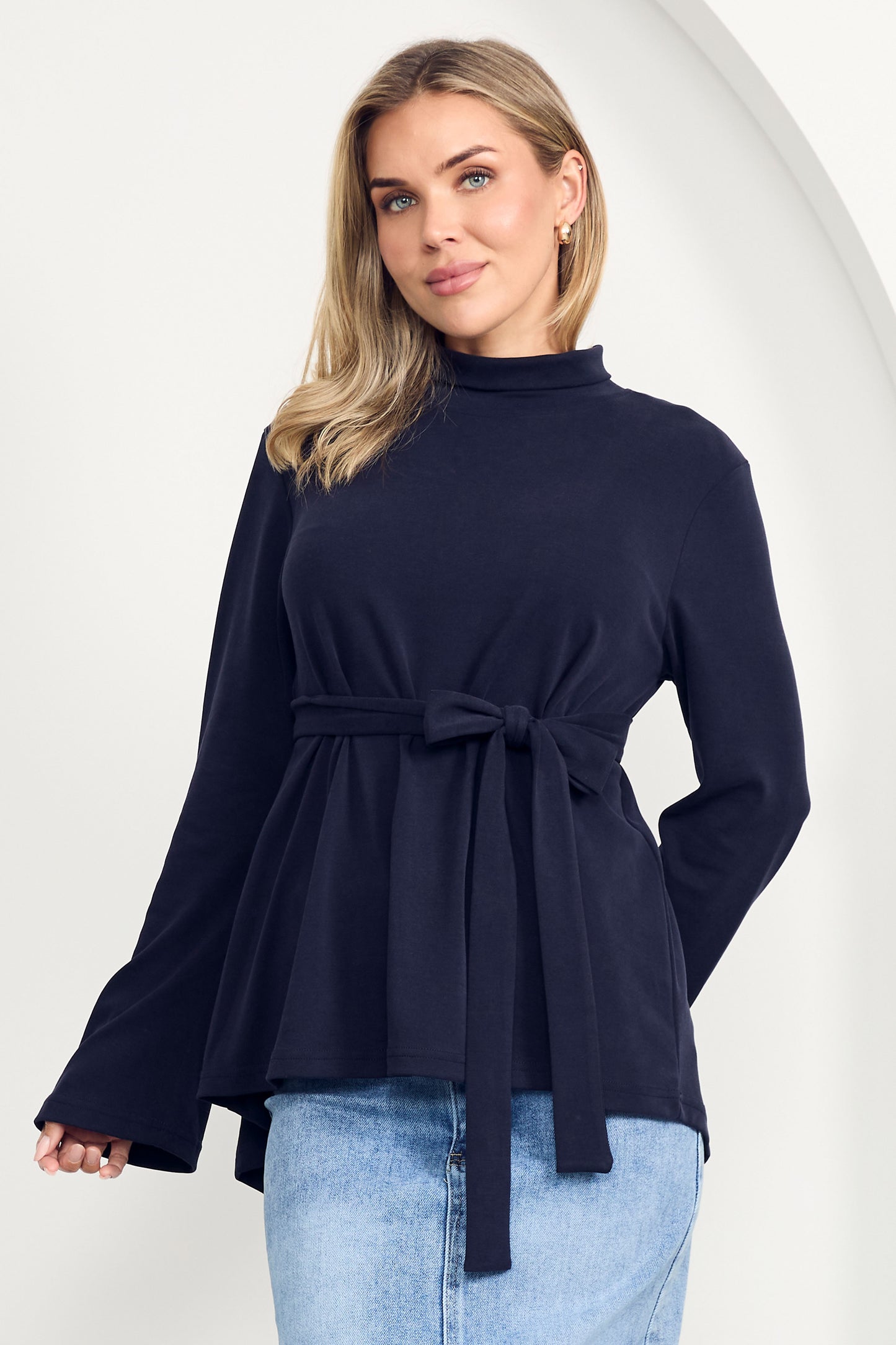 JAZMINE Lounge Longsleeve Classic Length Top  | Midnight Navy