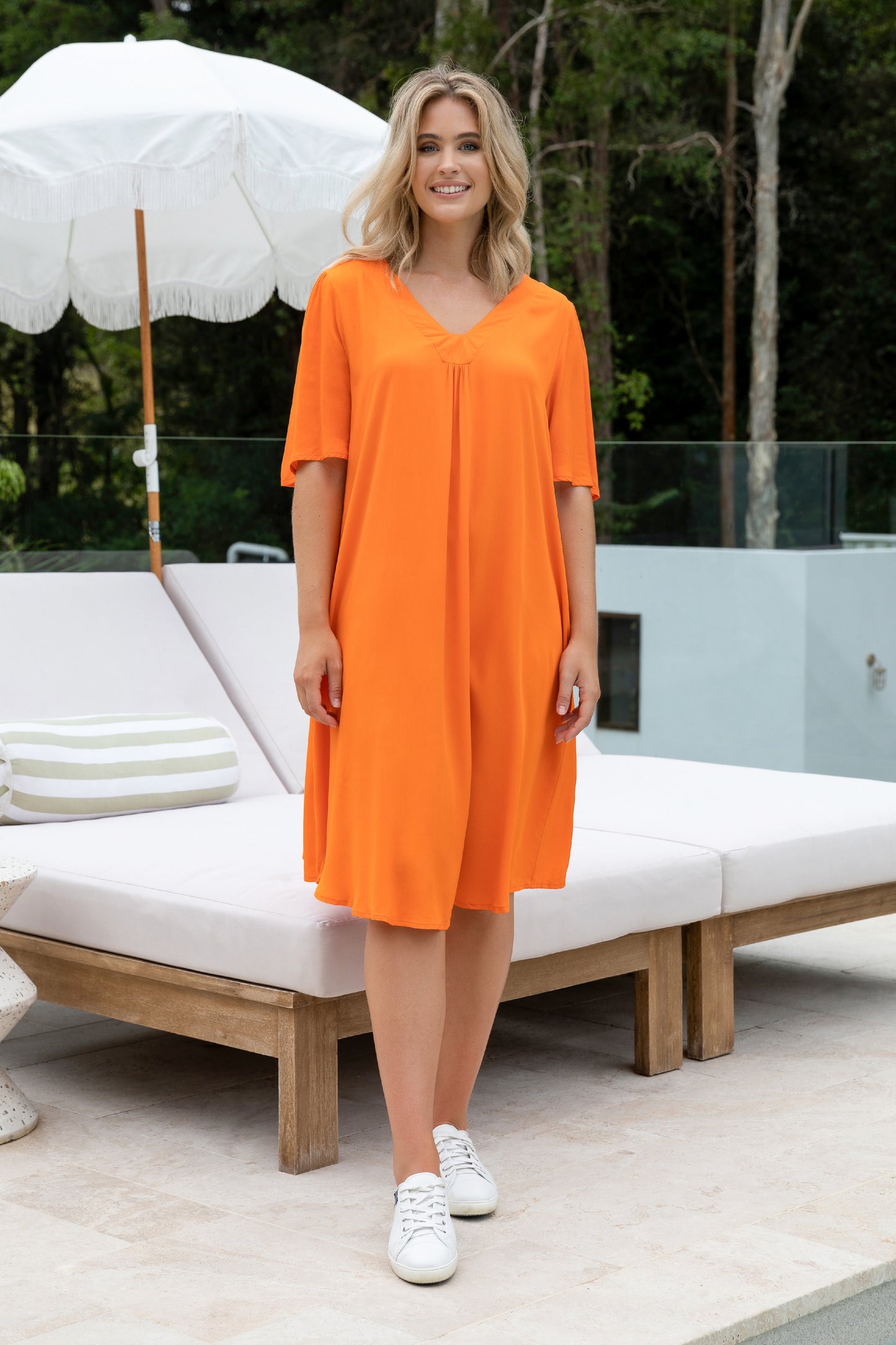 Plus-Sized Orange Dresses | PQ Collection | Jordi Dress in Scarlett