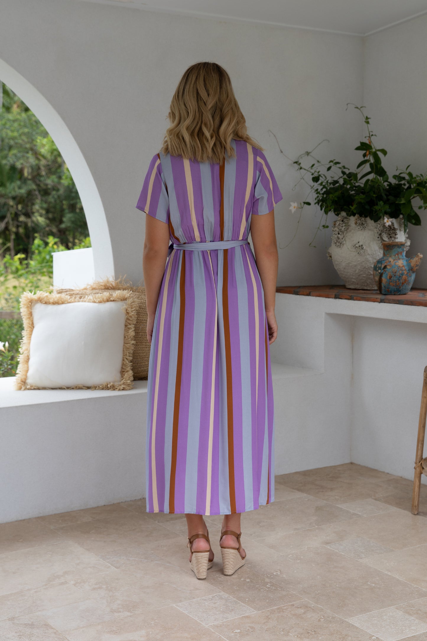 Plus-Sized Purple Stripe Dresses |PQ Collection |Joyous Dress in Luna