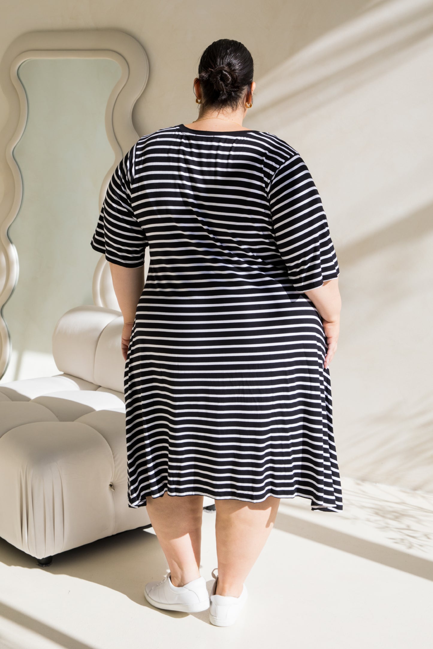 Kiana Dress | Black/White Stripe