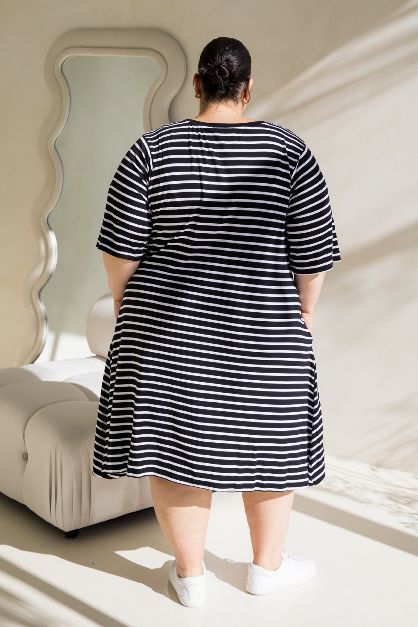 Kiana Dress | Black/White Stripe