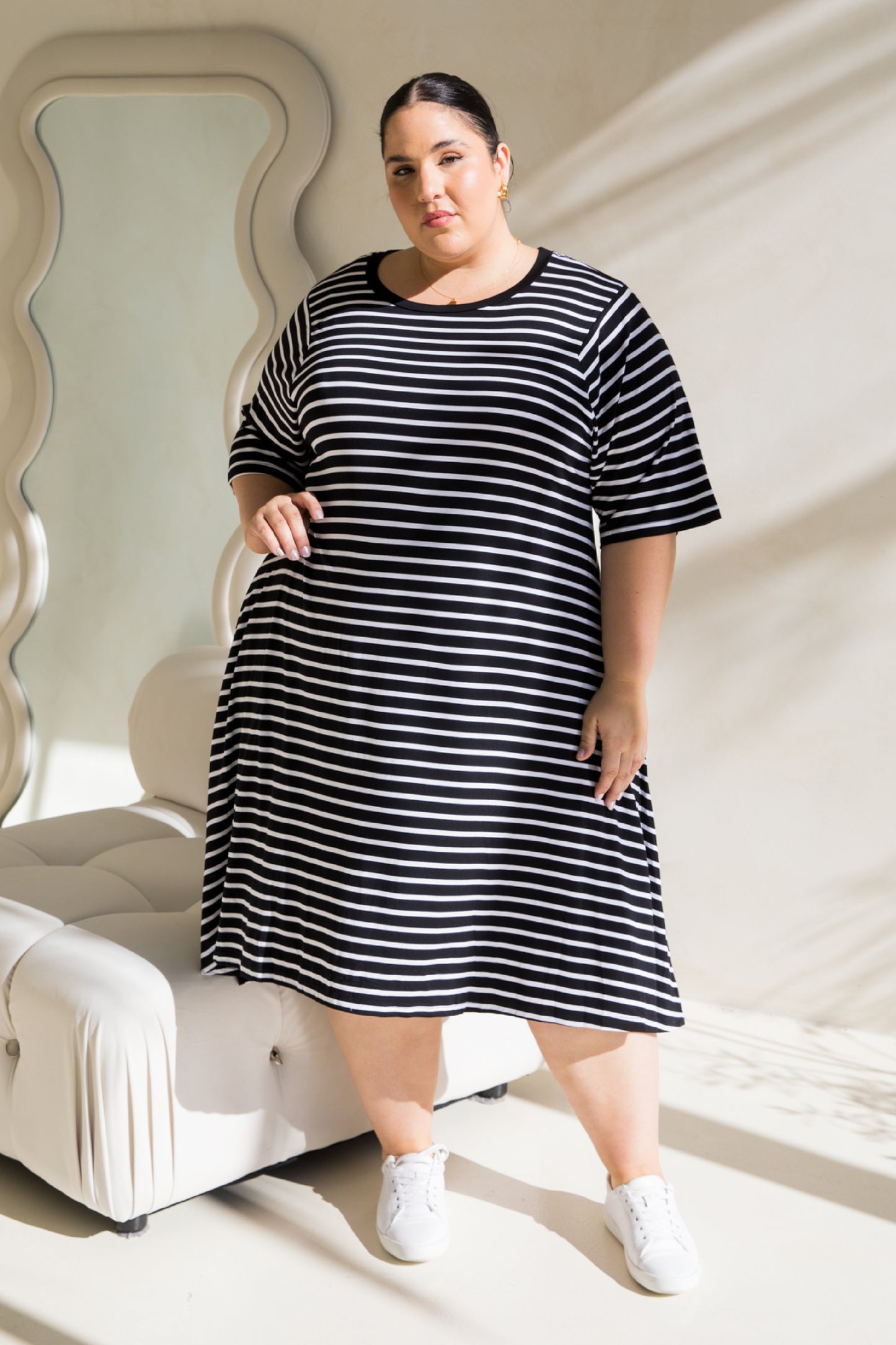 Kiana Dress | Black/White Stripe