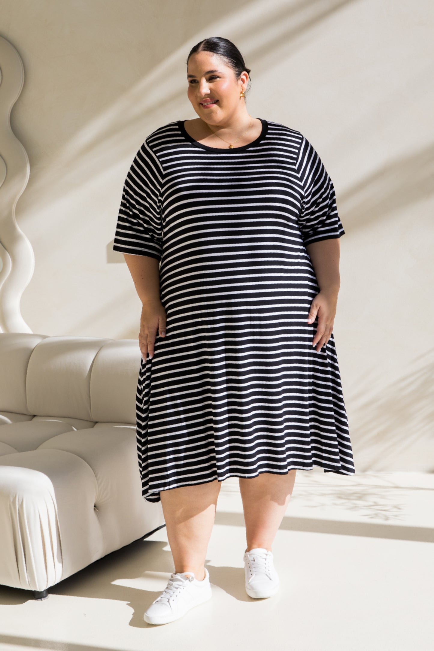 Kiana Dress | Black/White Stripe