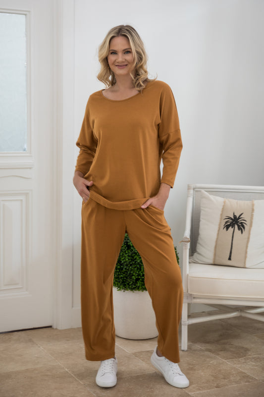 Long Sleeve Destiny Lounge Top in Toffee