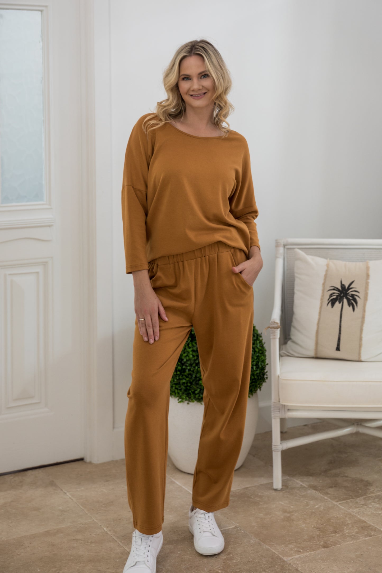 Long Sleeve Destiny Lounge Top in Toffee