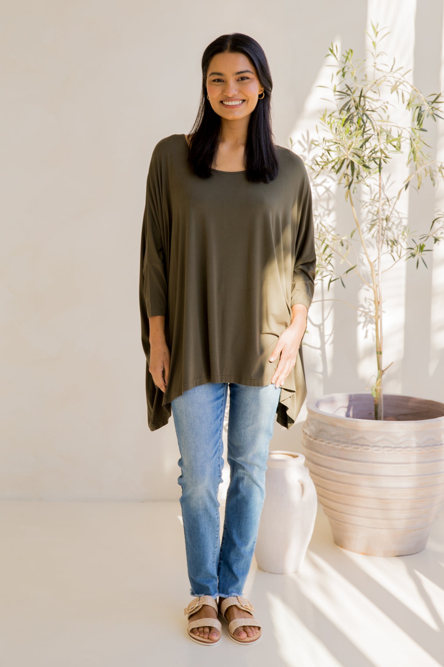 Long Sleeve Essential Top | Moss Green