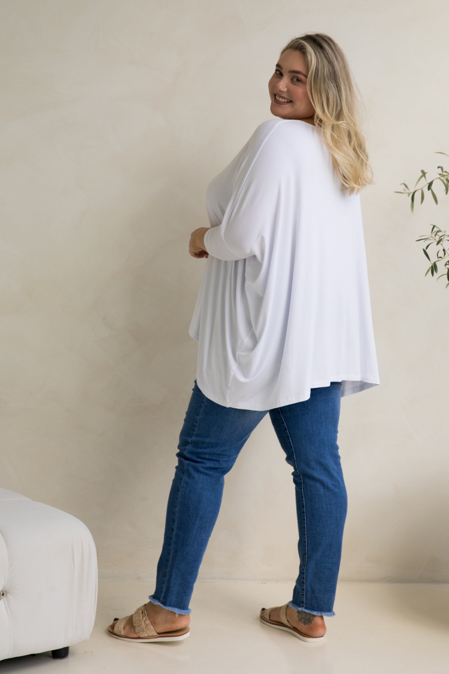 Long Sleeve Essential Top in White