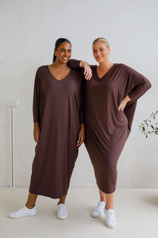 Long Sleeve Maxi Miracle Dress | Chocolate