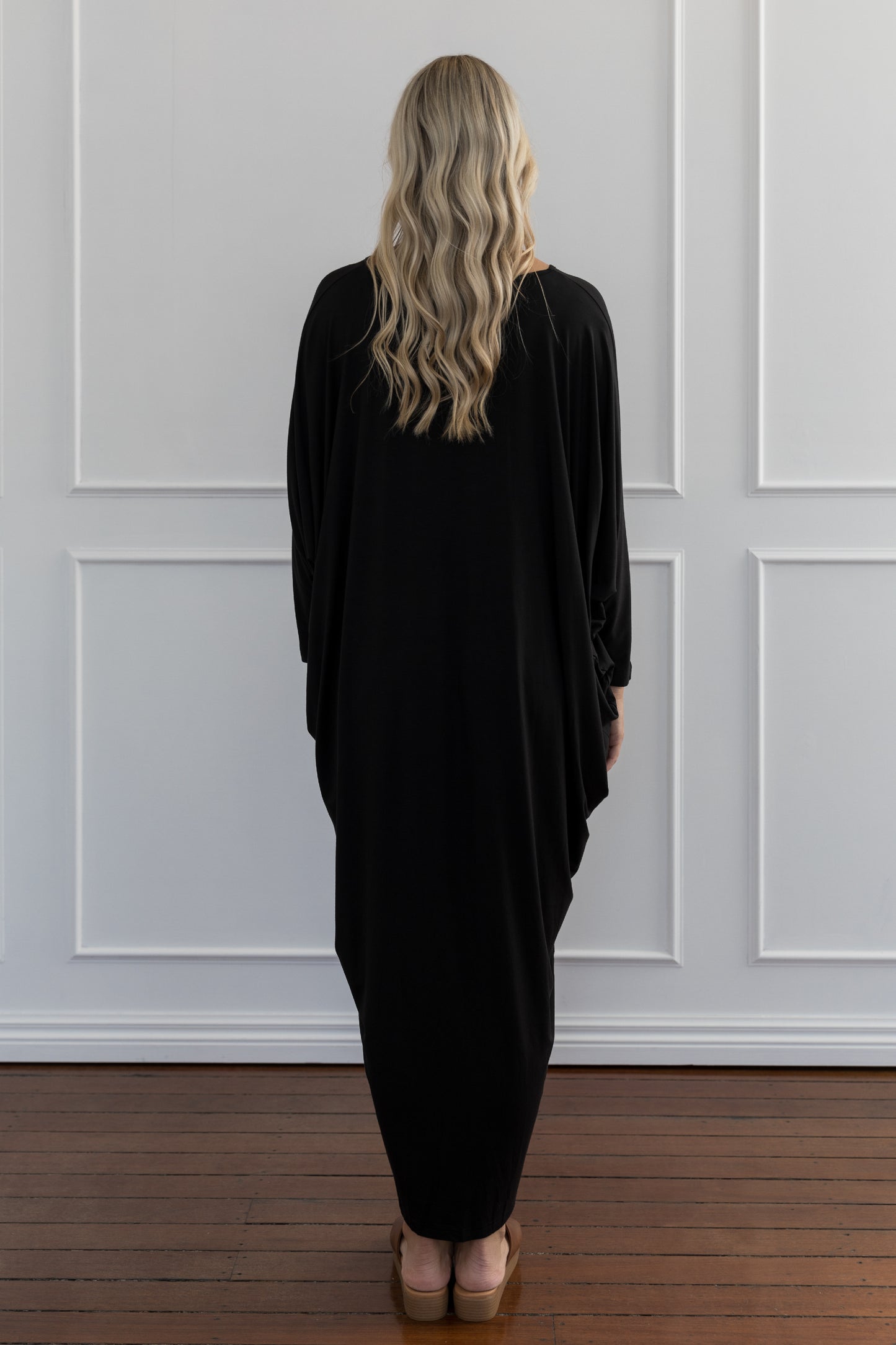 Plus-Sized Black Dress PQ Collection Long Sleeve Maxi Miracle Dress