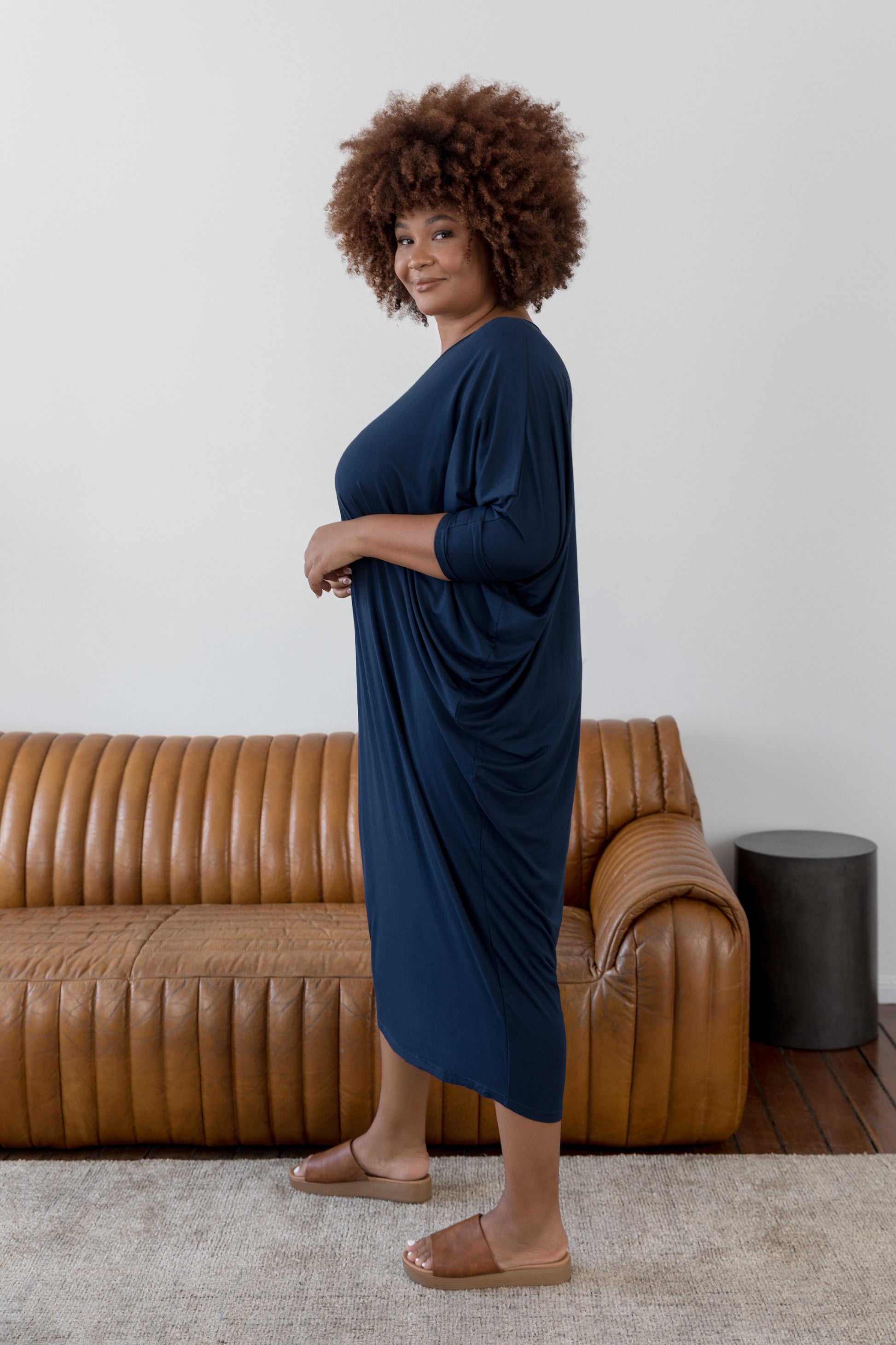 Plus-Sized Navy Dresses PQ Collection Long Sleeve Maxi Miracle Dress