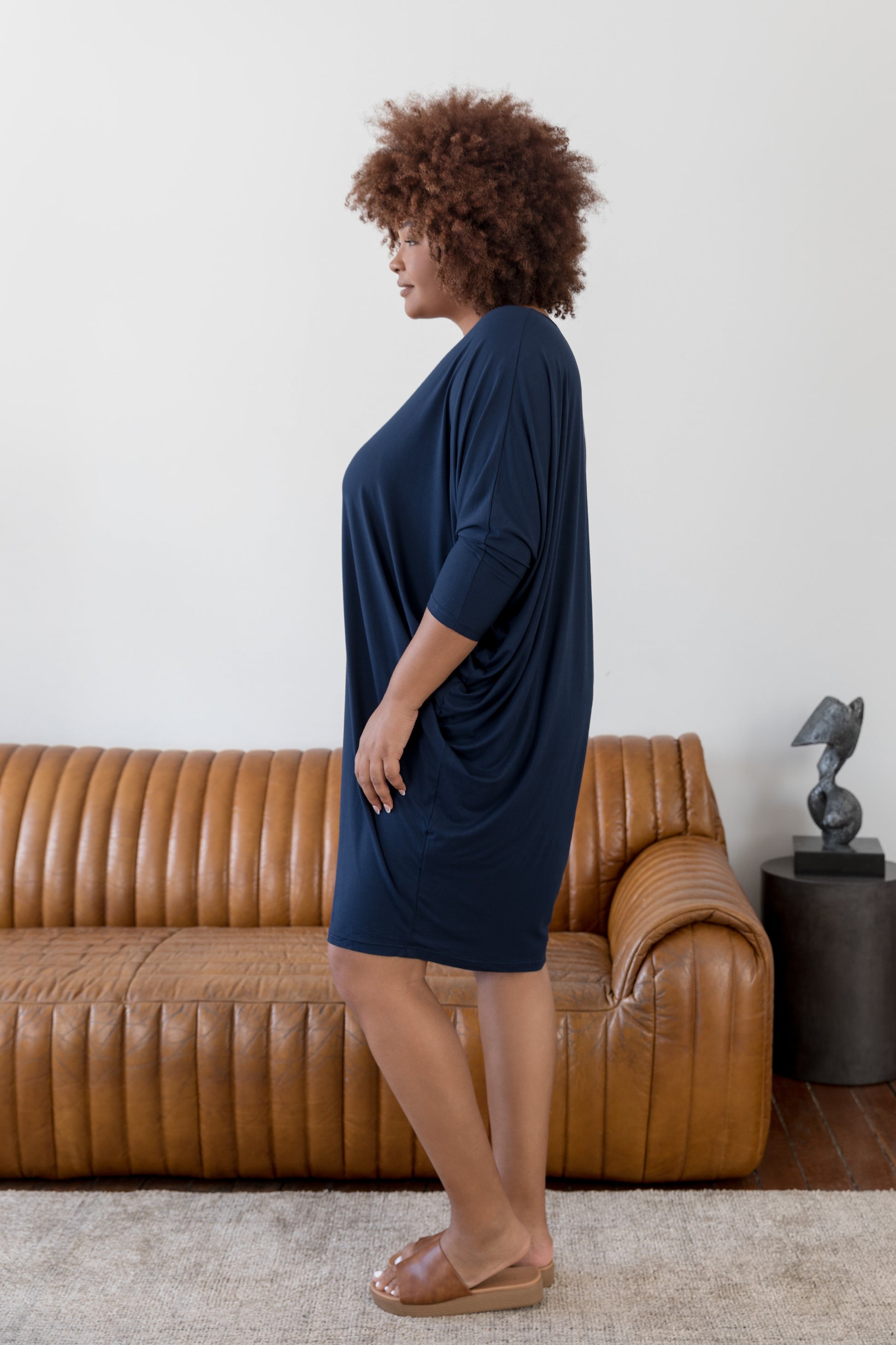 Plus-Sized Navy Dresses | PQ Collection | Long Sleeve Miracle Dress