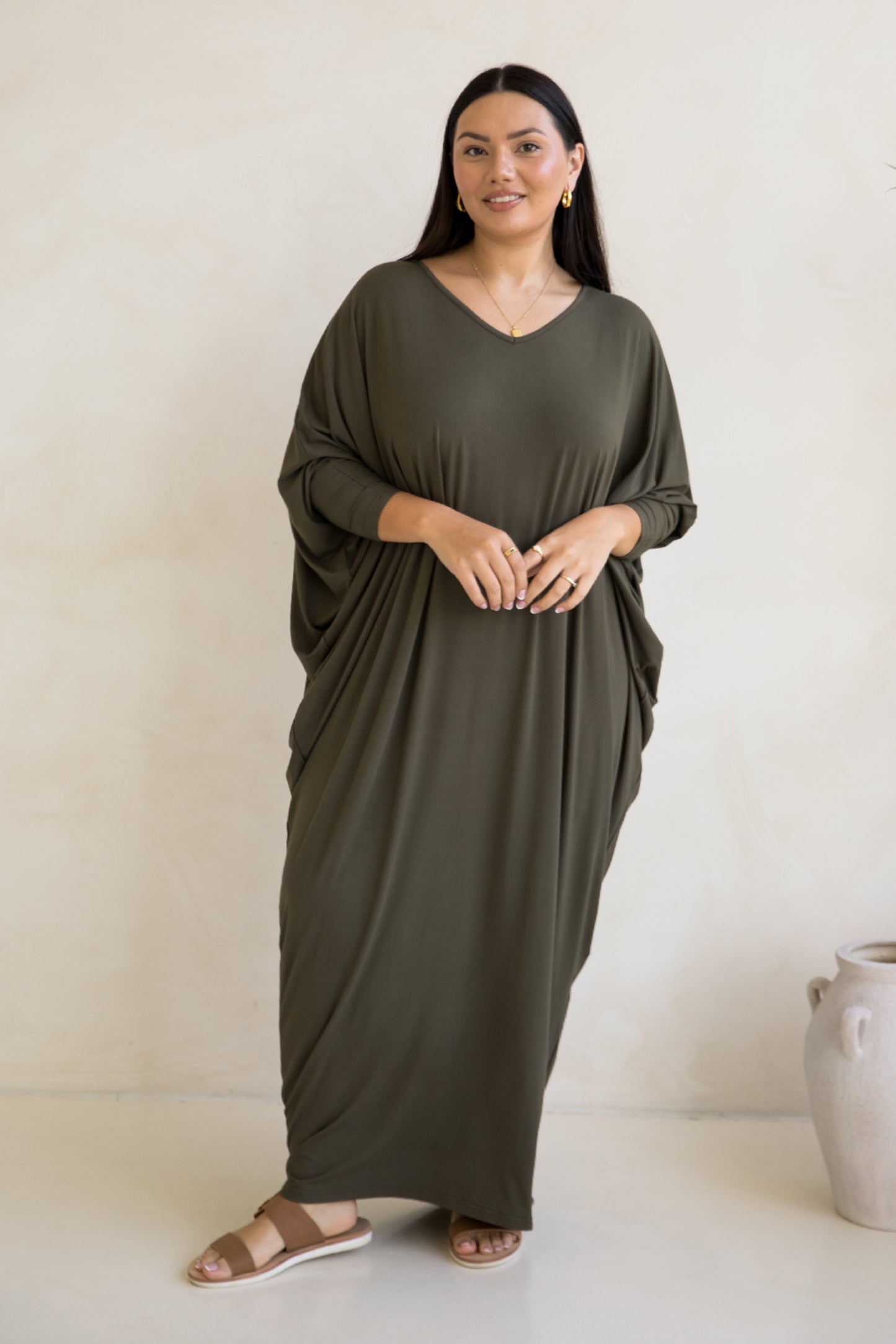 Long Sleeve Maxi Miracle Dress | Moss Green