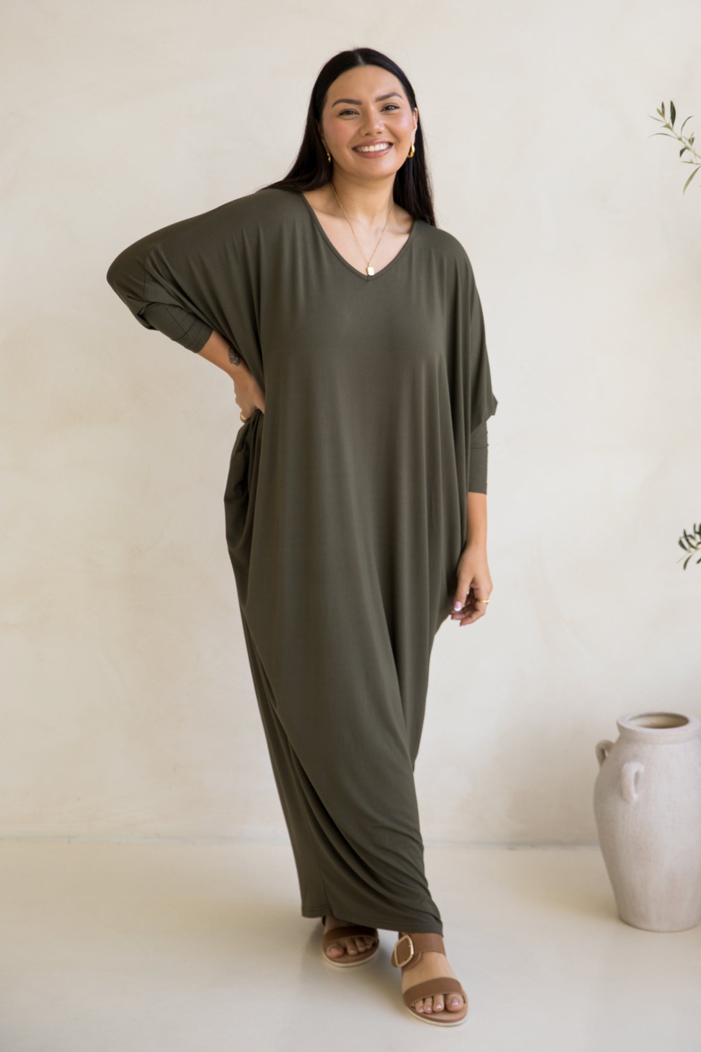 Long Sleeve Maxi Miracle Dress | Moss Green