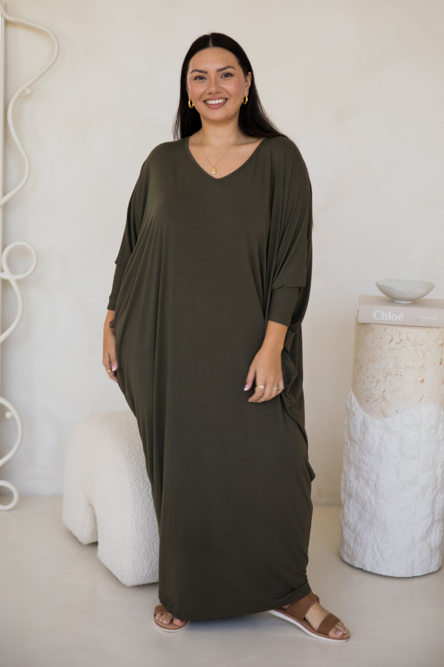 Long Sleeve Maxi Miracle Dress | Moss Green