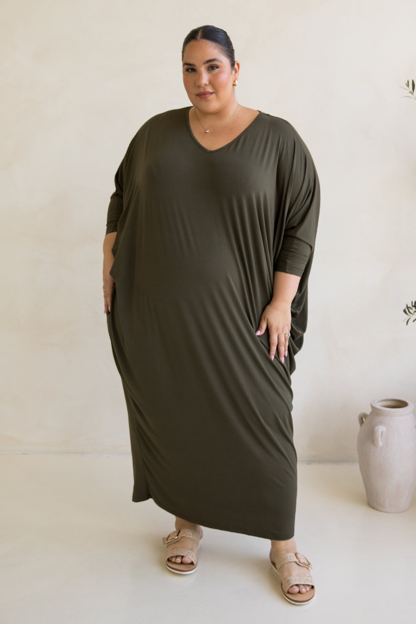 Long Sleeve Maxi Miracle Dress | Moss Green