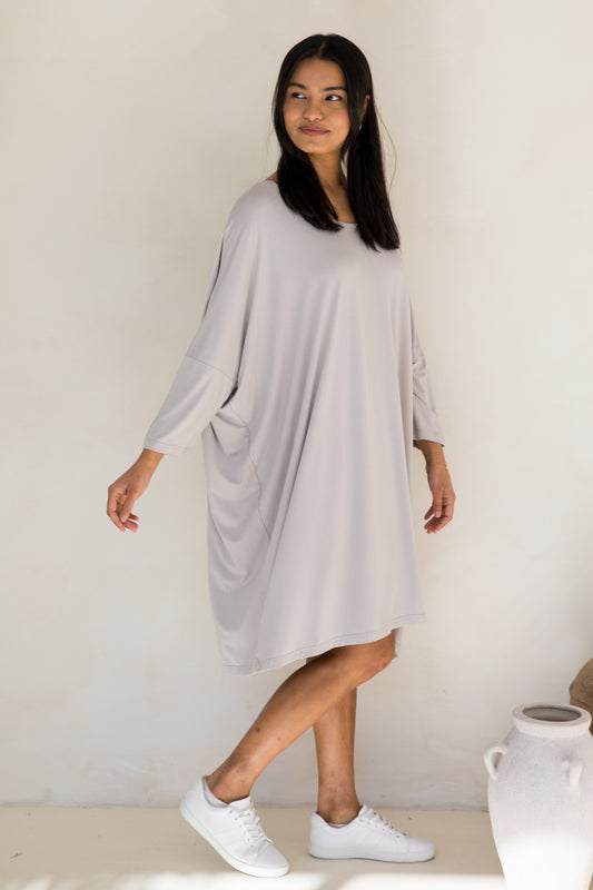 NICE Bamboo Mid Sleeve Classic Length Dress | Stone