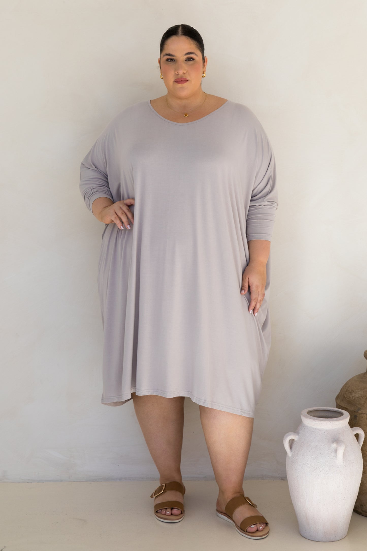 Long Sleeve Nice Dress | Stone