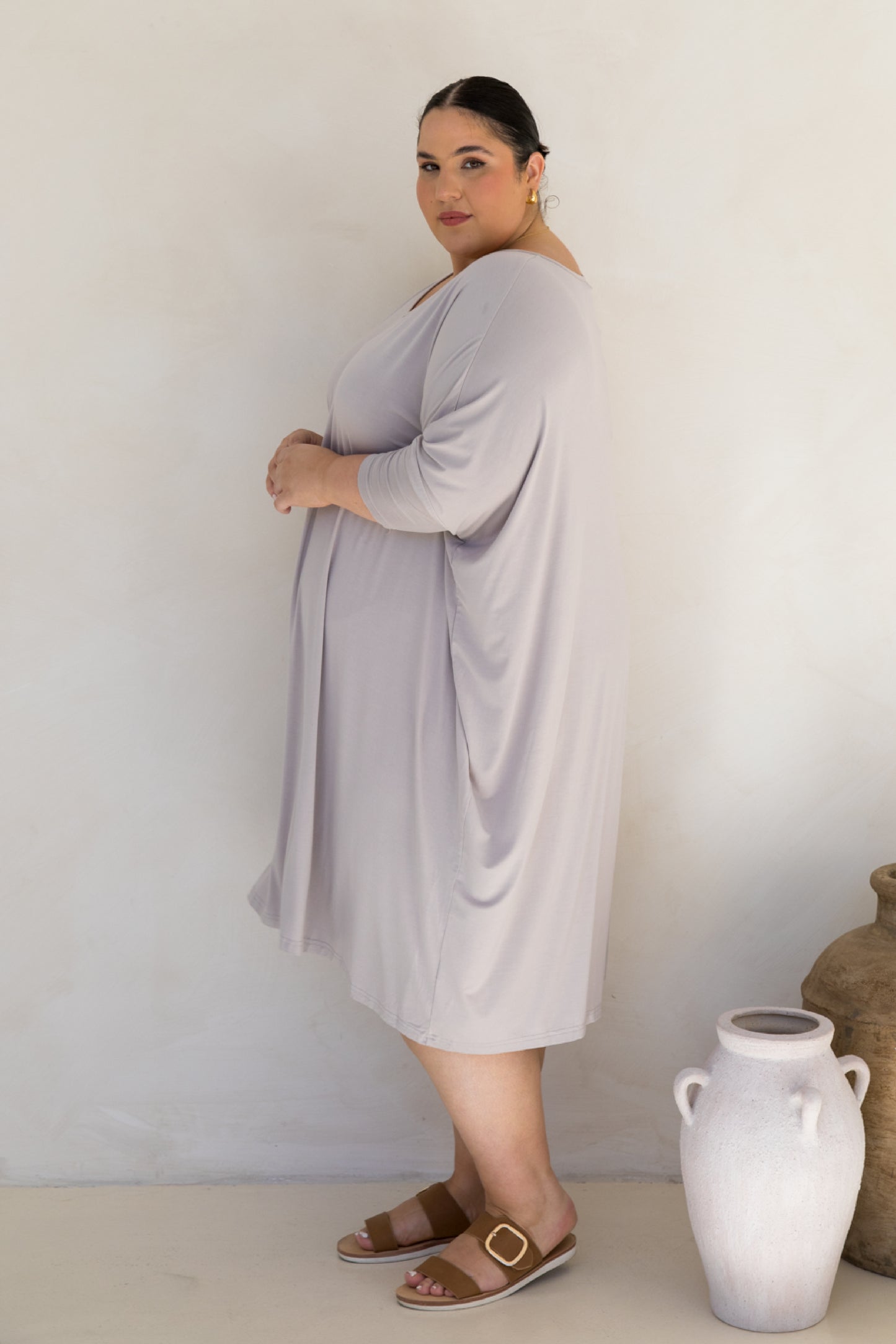 Long Sleeve Nice Dress | Stone