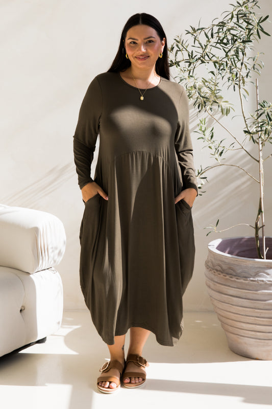 Long Sleeve Soho Dress | Moss Green