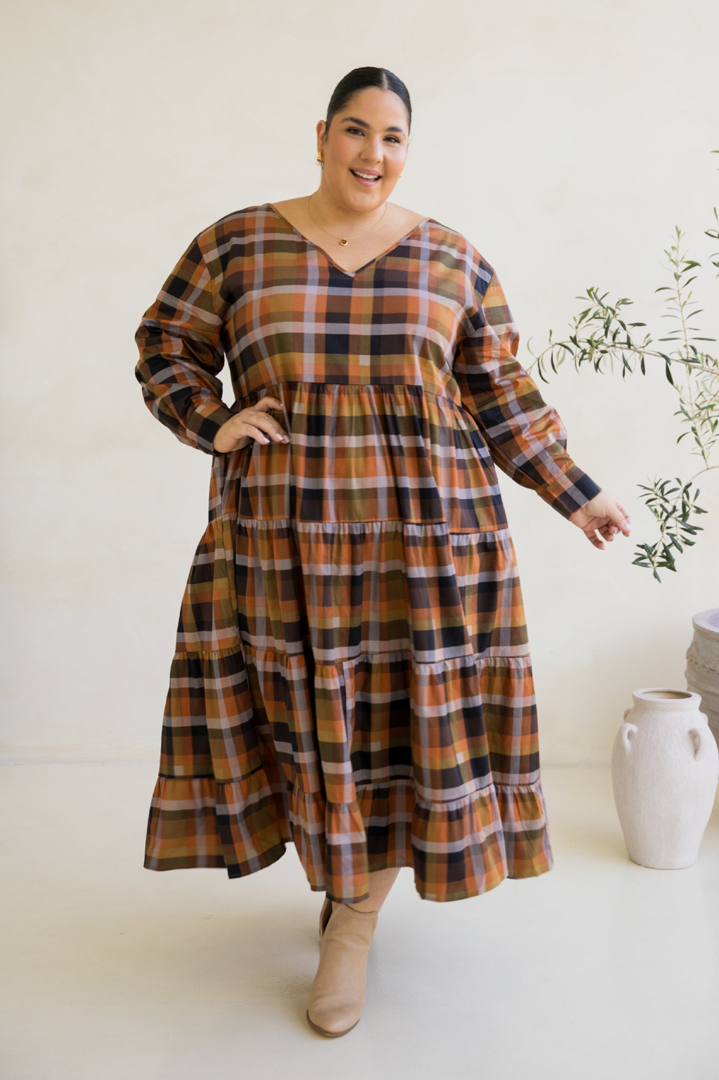 Long Sleeve Waterfall Dress | Fall Check | FINAL SALE