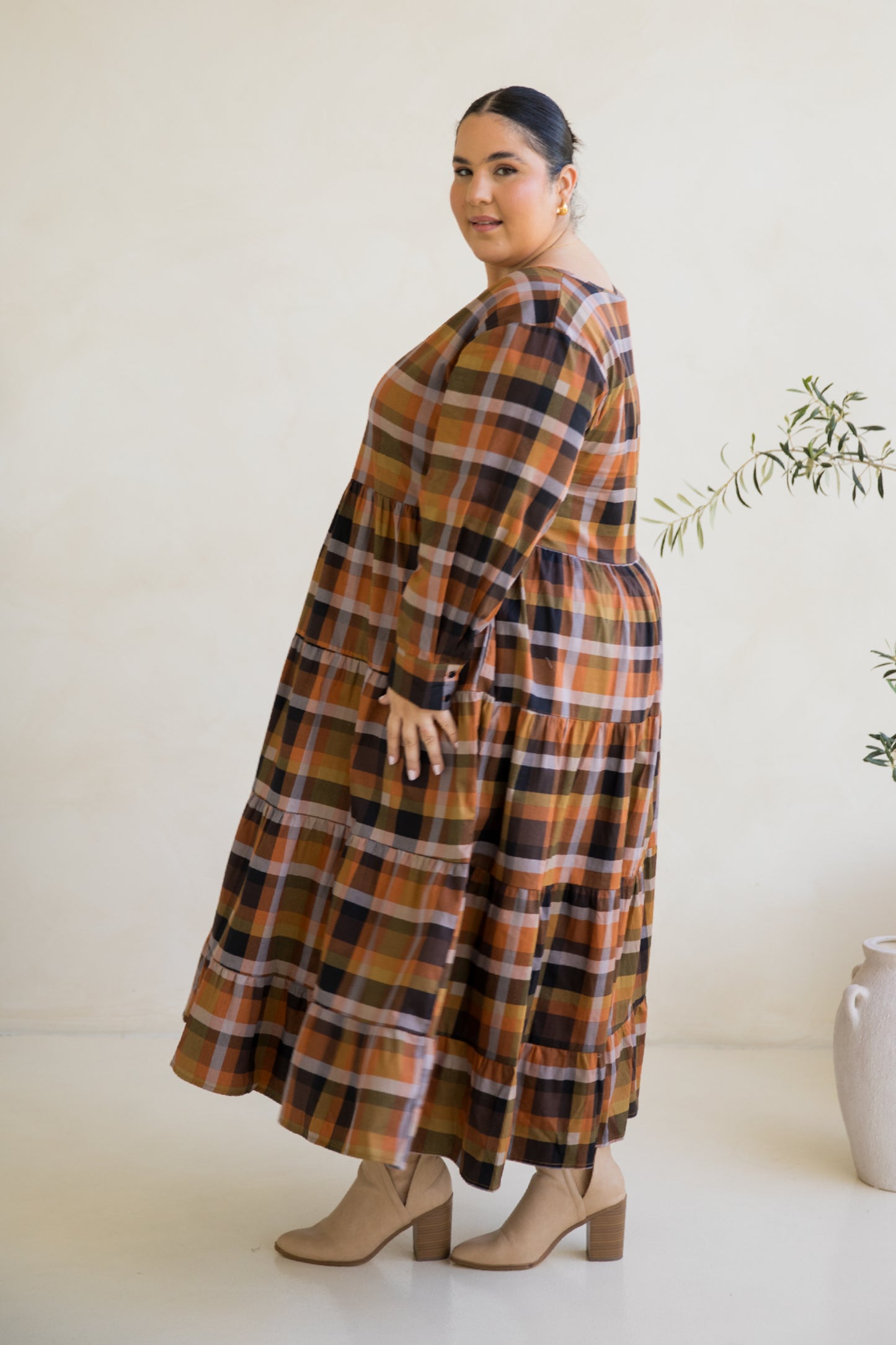 Long Sleeve Waterfall Dress | Fall Check | FINAL SALE