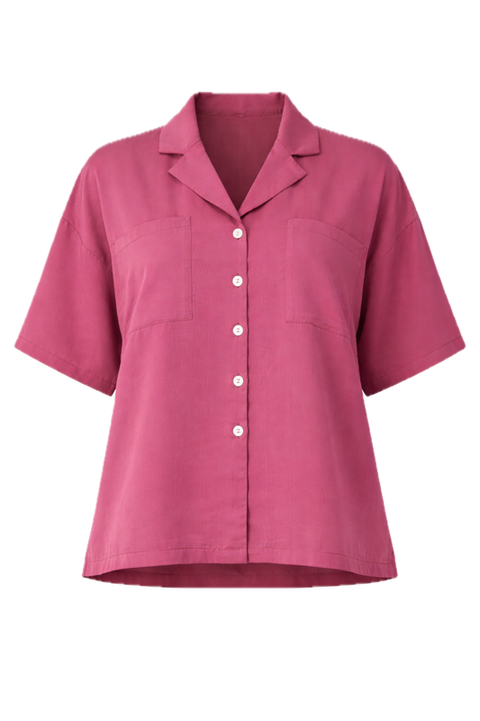 LULU Lyocell Short Sleeve Shortline Shirt | Rosewood | FINAL SALE