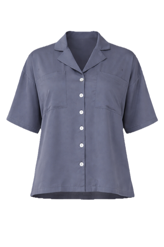 LULU Lyocell Short Sleeve Shortline Shirt | Slate | FINAL SALE