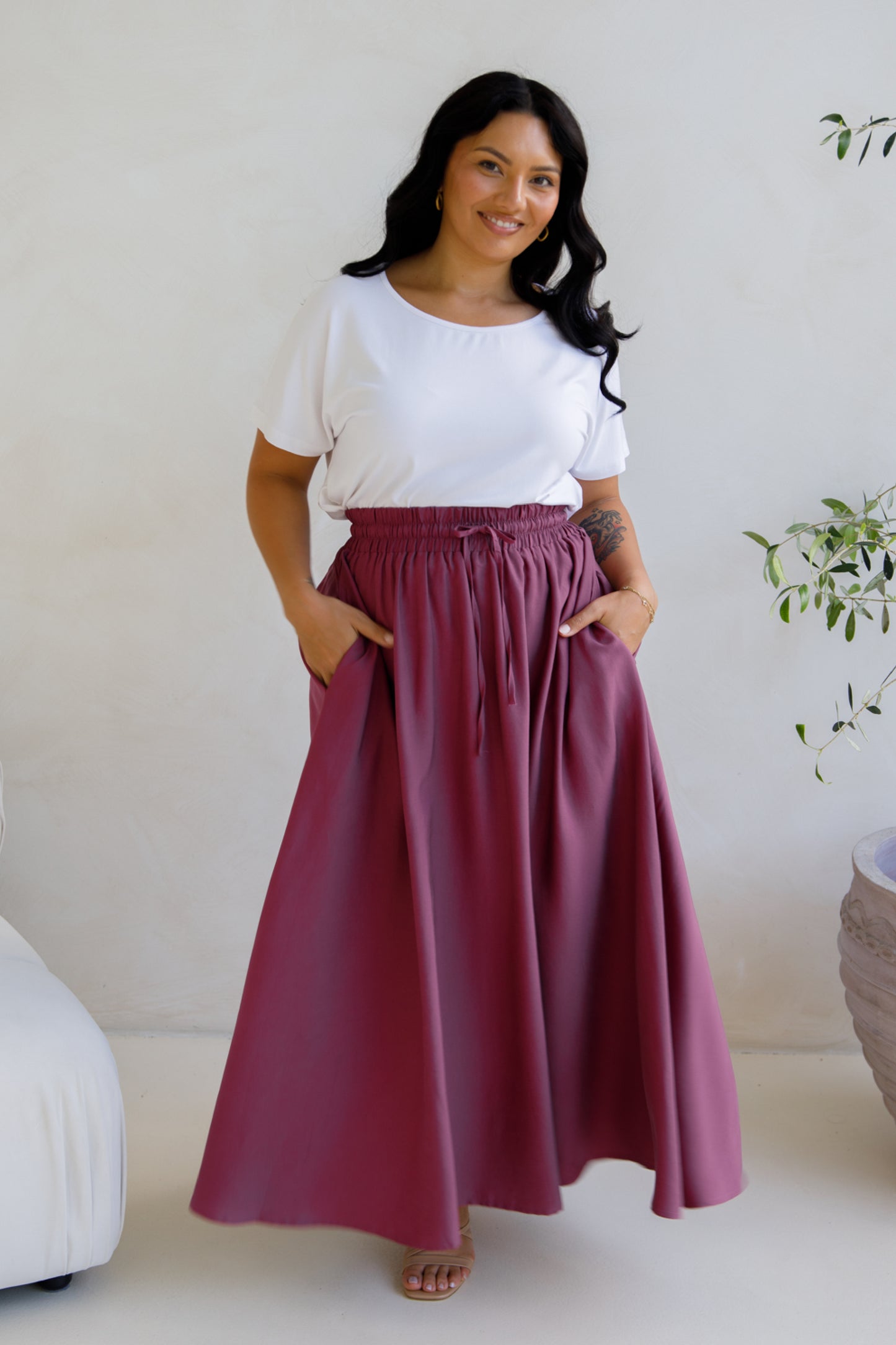 Lena Skirt | Rosewood Tencel