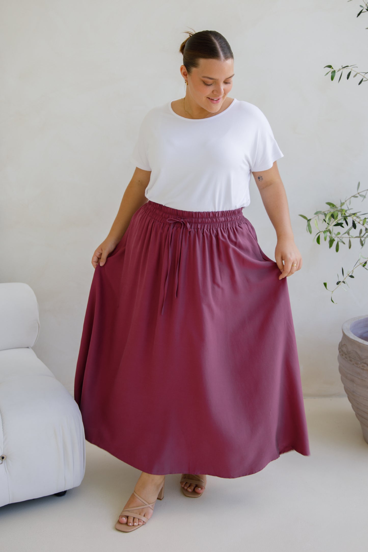 Lena Skirt | Rosewood Tencel