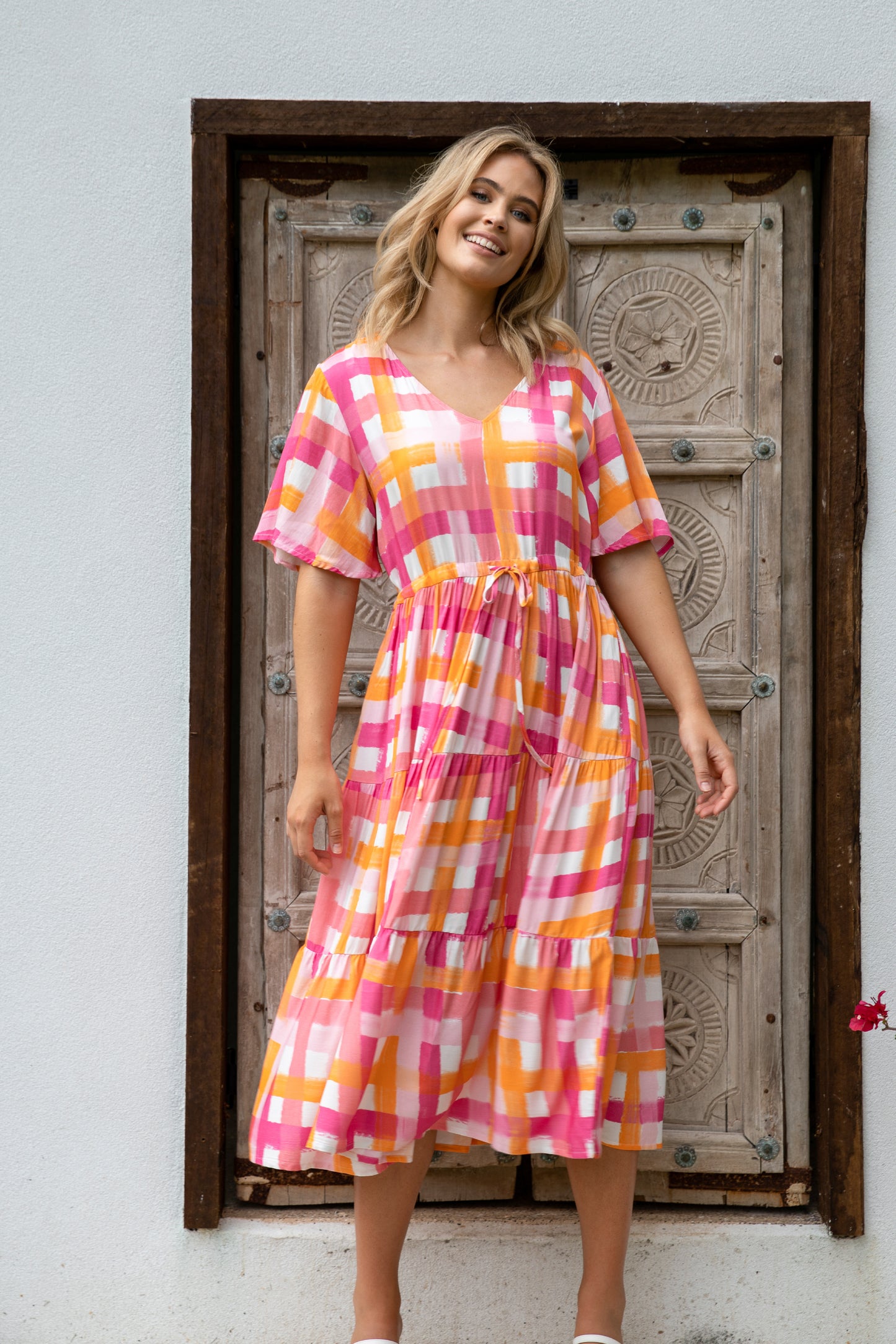 Plus-Sized Pink Orange Dresses | PQ Collection | Lili Dress in Mamba
