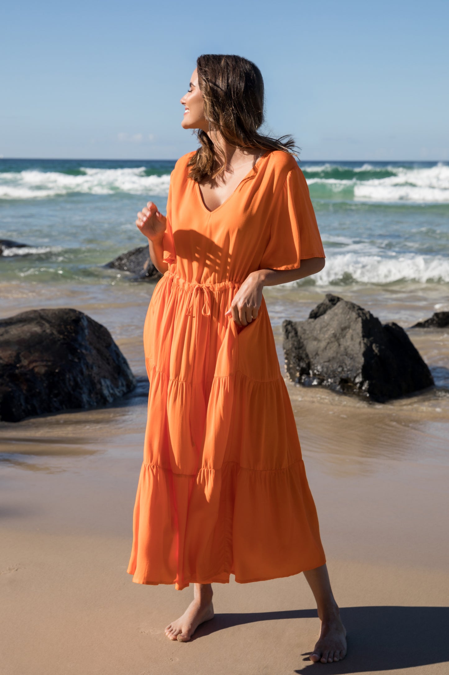 Lili Dress in Tangelo Orange