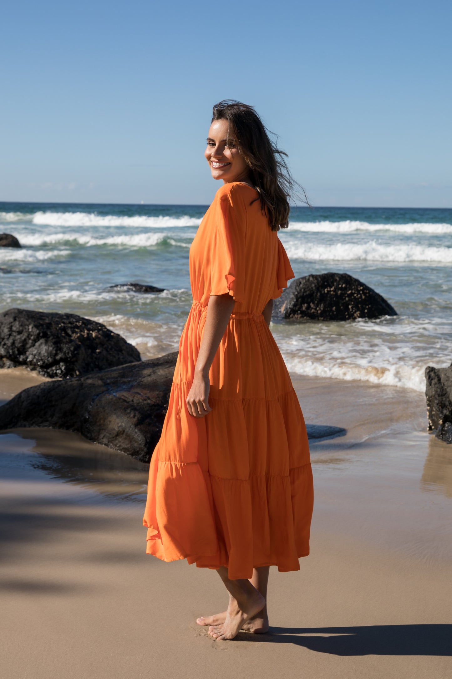 Lili Dress in Tangelo Orange